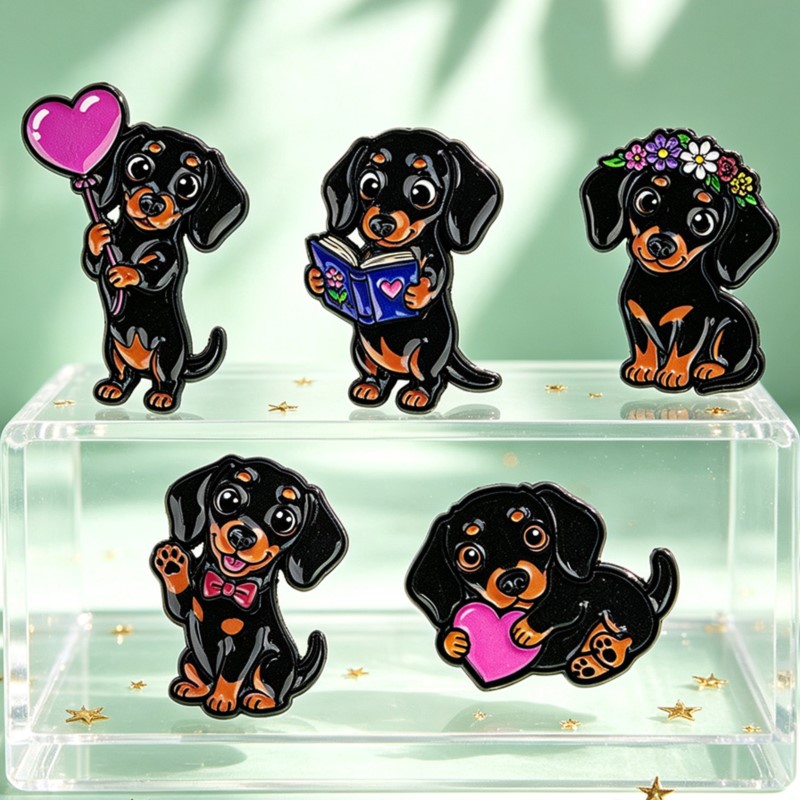 5pcs Cute Dachshund Enamel Pin - Enamel Pin Set ulasan dan harga