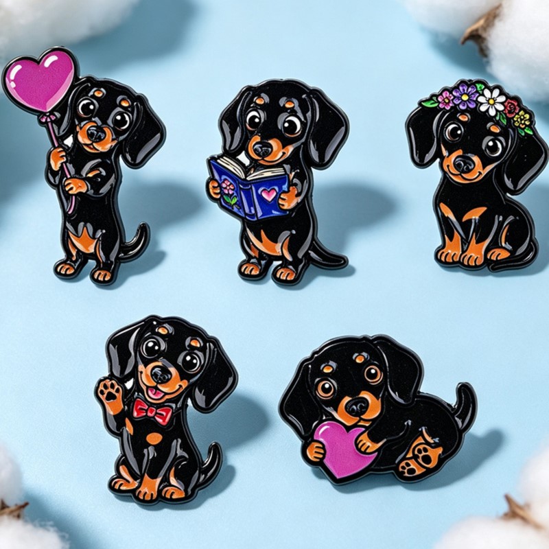 5pcs Cute Dachshund Enamel Pin - Enamel Pin Set ulasan dan harga