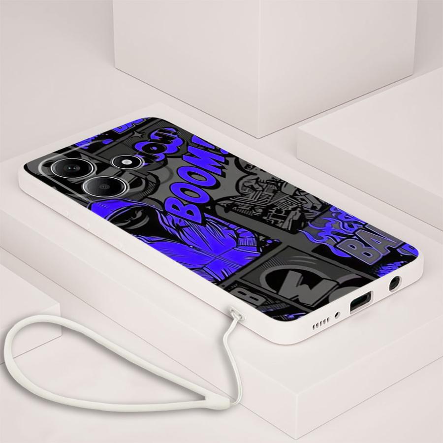 Graffiti Blue Comic Print Case - Lanyard Anime Logo ulasan dan harga