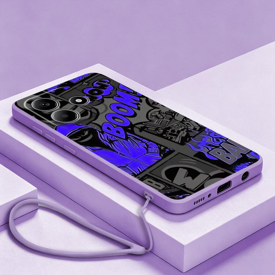 Graffiti Blue Comic Print Case - Lanyard Anime Logo ulasan dan harga